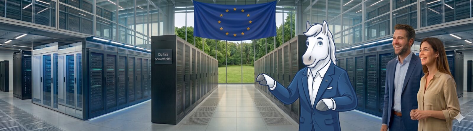 EU-souveränes Hosting — Rechenzentrum in Deutschland unter der EU-Flagge, kein US-Cloud-Zugriff